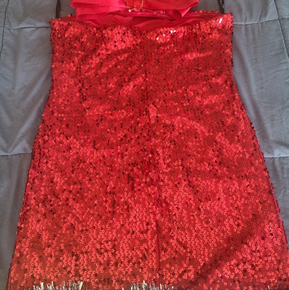 Red Sequin Embellished Mini Dress size medium